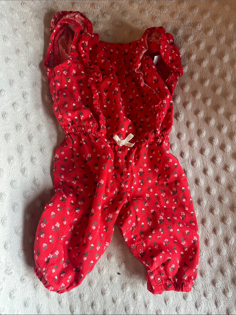 Carter's Red Floral Ruffle Romper